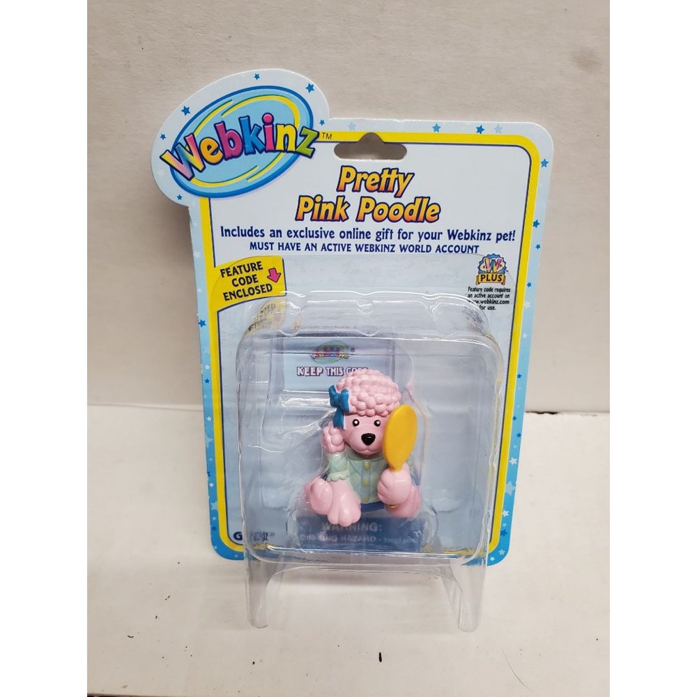 RARE Ganz Webkinz Pretty Pink Poodle Plastic Figure with code - New in package -